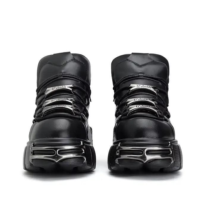 Nouvelles Chaussures Femme Style Punk 2026 – Bottes Rock à Lacets avec Plateforme et Talon de 6 cm,
