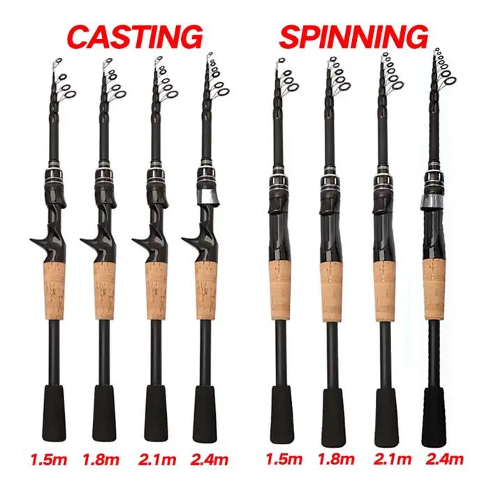 Baitcasting leurre canne à pêche filature télescopique 8g-25g manche en bois carbone coulée matériel