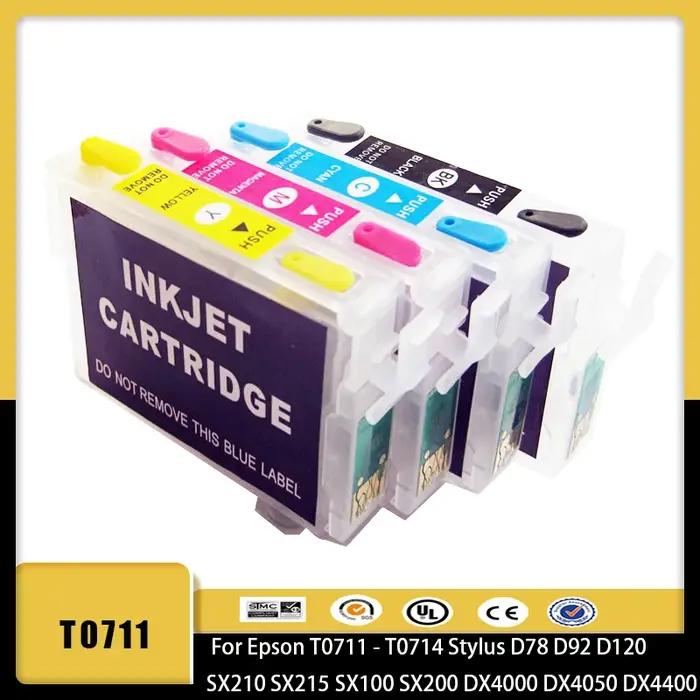 Cartouche d'encre rechargeable Vilaxh T0711 pour Epson T0711 Stylus D78 D92 DX7000F DX5000 DX4050 DX