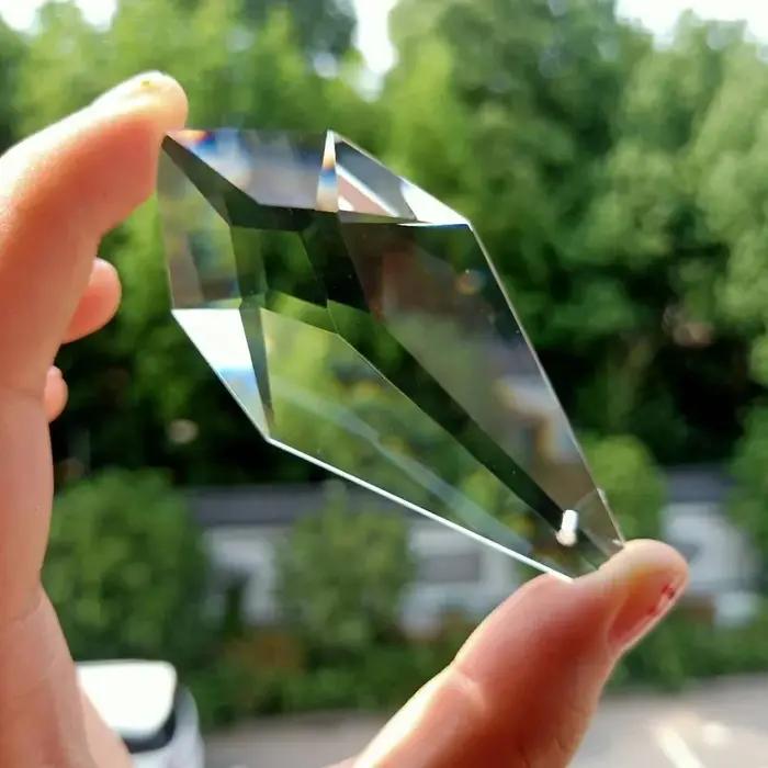 Excellent prisme en cristal K9, lustre en verre à facettes claires, ornements suspendus en cristal,
