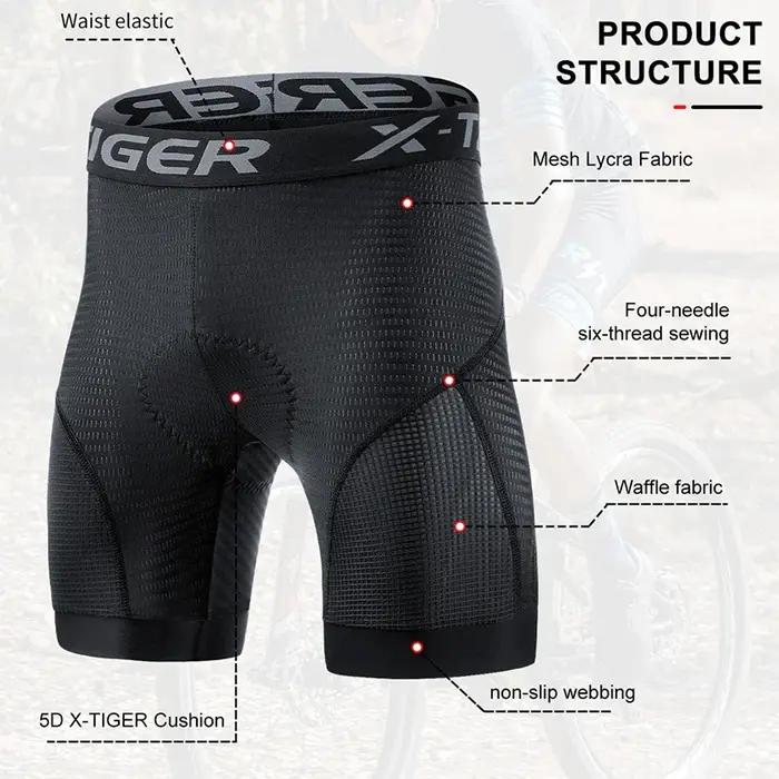 X-TIGER hommes sous-vêtements de cyclisme Shorts 5D rembourré sport équitation vélo vtt doublure Sho