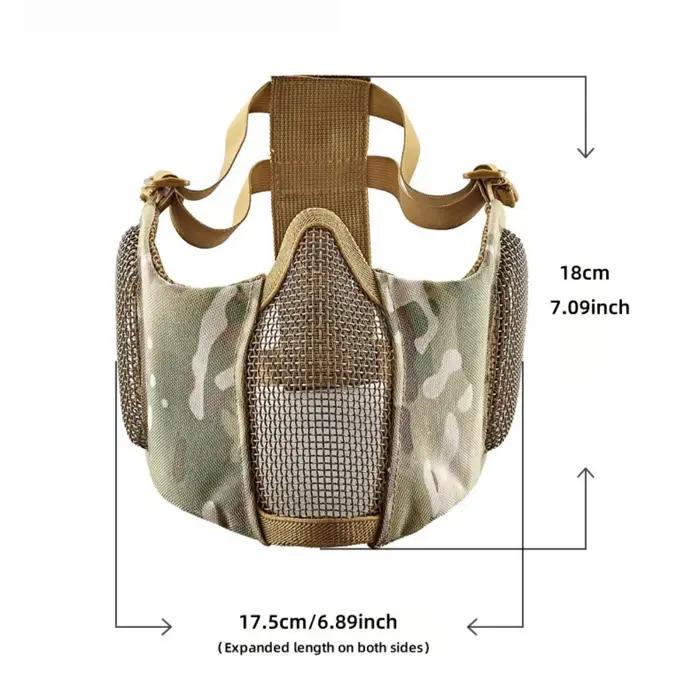 Masque tactique mi-visage en maille acier pour chasse extérieure - Protection légère et durable pour paintball