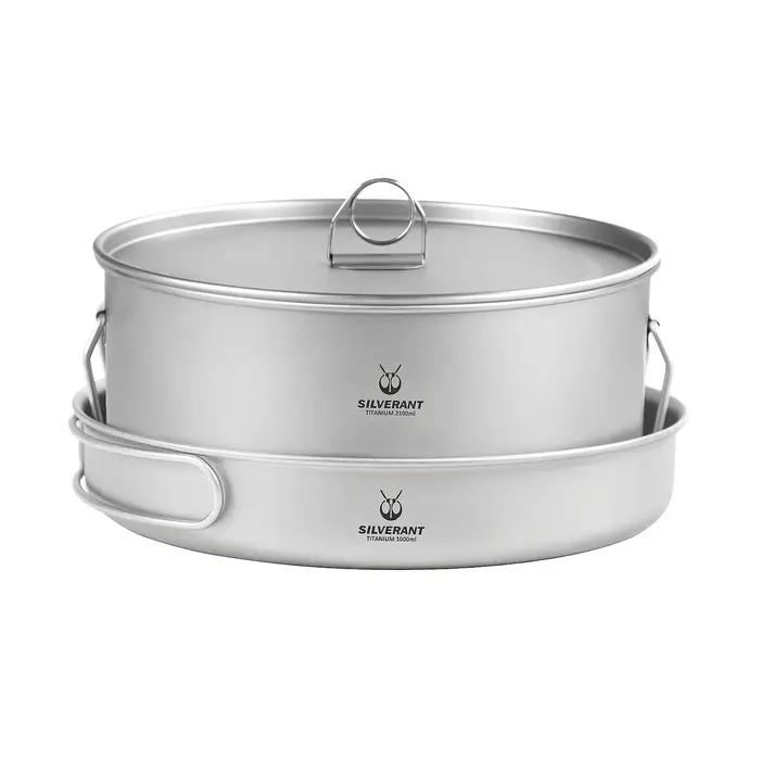 Ensemble de casseroles et poêles à frire en titane, grande batterie de cuisine de camping en plein a