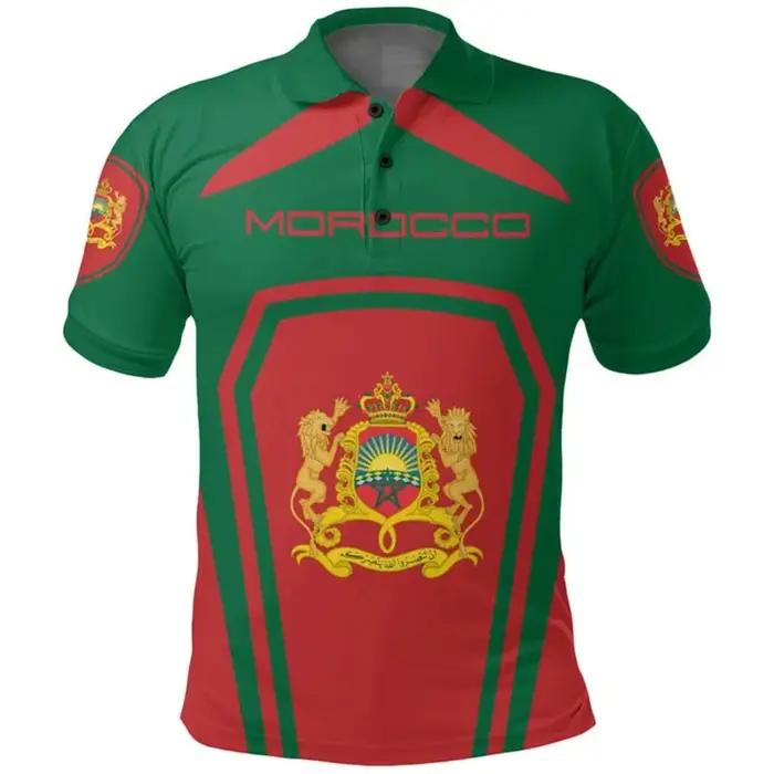 Polo Imprimé 3D avec Emblème National Marocain pour Homme et Femme