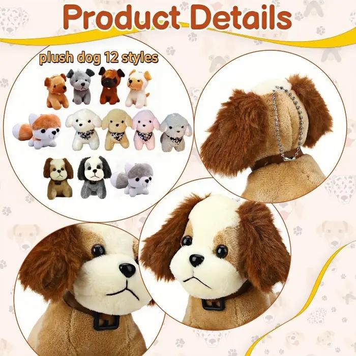 Lot de 12/24 peluches chiens d'adoption de 12 cm