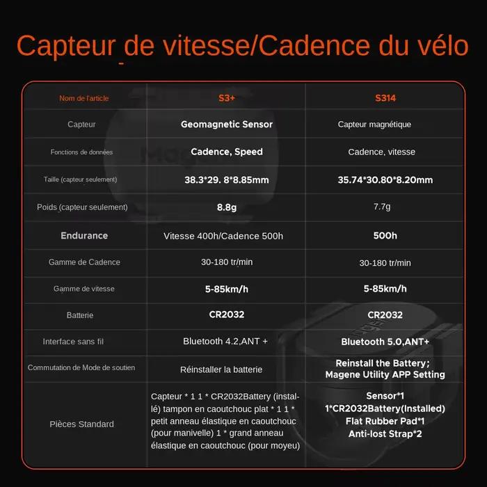 Compteur de vitesse Magene S3 avec capteur de cadence ANT Bluetooth pour vélo occasion sportive ou cadeau de course
