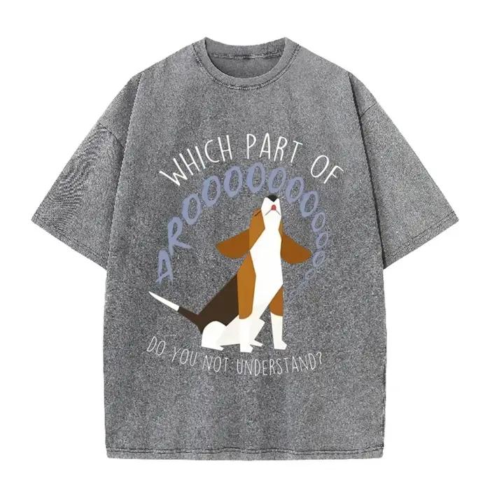 T-shirt graphique chien Basset Hound noir délavé style vintage 2026, avec impression de lettres amusantes sur le thème des animaux de compagnie, coupe oversize décontractée à manches courtes
