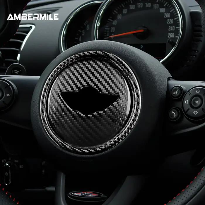 Couverture d'airbag de volant en Fiber de carbone véritable, autocollant intérieur de voiture pour M