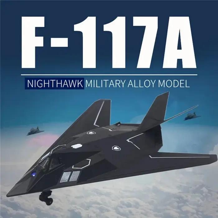 American F117 Nighthawk Stealth Avion de Chasse Modèle Métal Moulé Sous Pression avec Son Lumière Militaire Occasions Spéciales Modélisme Aéronautique Collectionneur Occasionnel Passionné