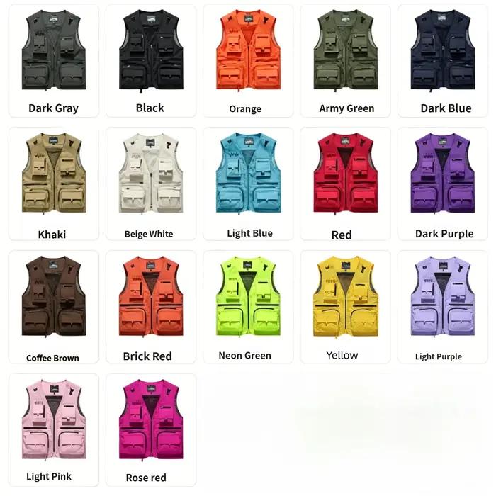Gilet de pêche multicolore avec style safari et poches pratiques pour hommes et photographes en herbe