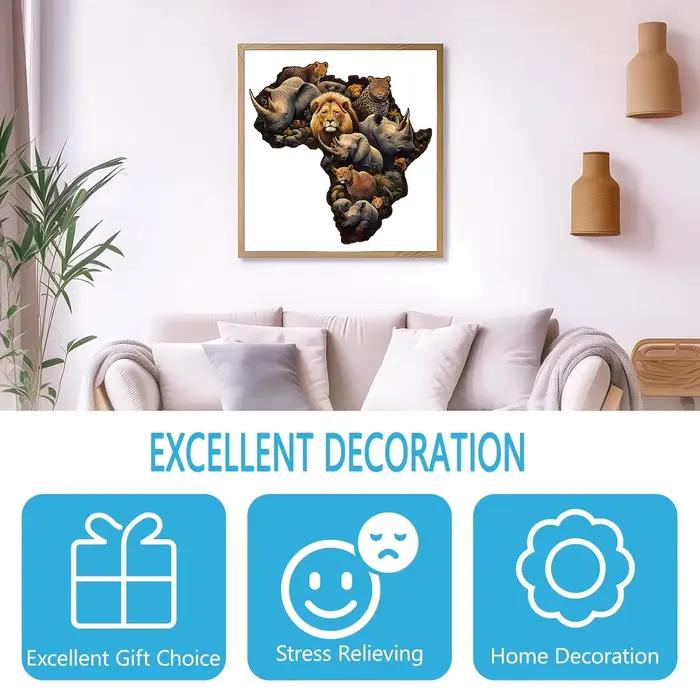 Puzzle en bois sur le thème du monde animal, pièces irrégulières en forme d'animaux, cadeau d'anniversaire, jeu familial, décoration de la maison