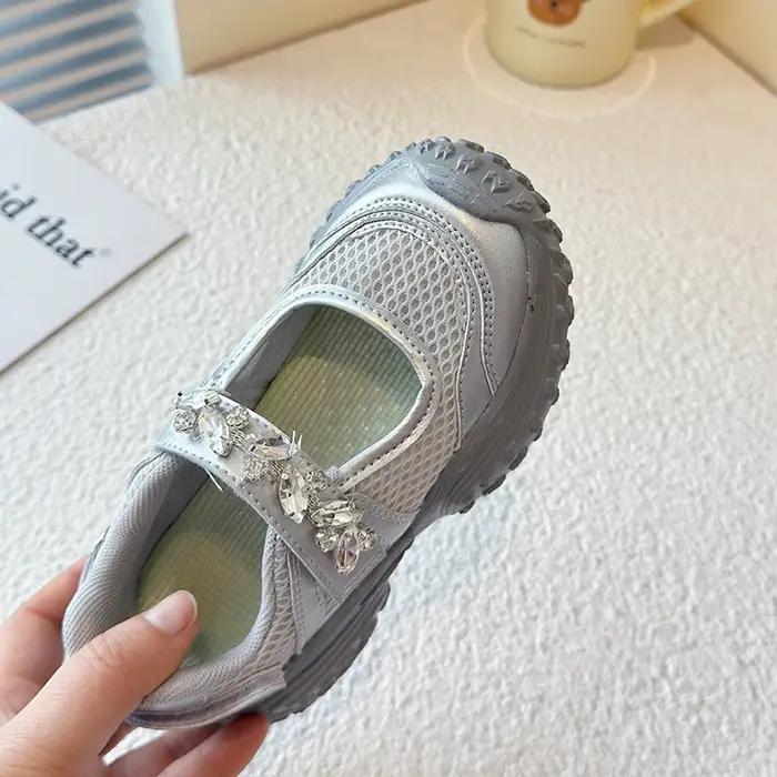 Baskets Mary Jane pour filles, chaussures épaisses pour enfants, style princesse, scintillantes, ten