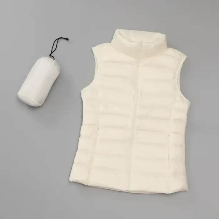Vêtements pour femmes doudoune légère gilet chaud sans col duvet de canard blanc mince col rond vêtements intérieurs débardeur court