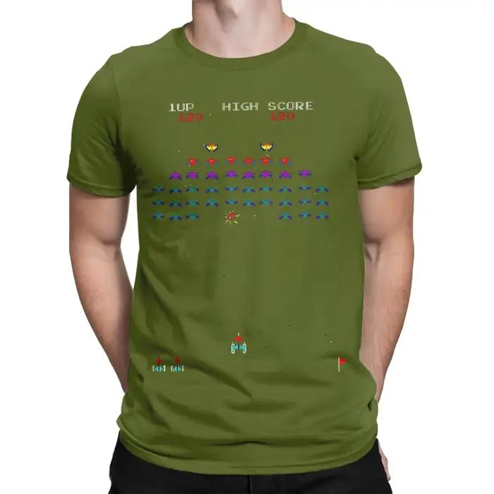Arcade Galaga game gaming fans Printed T Shirts for Men Women 100% Cotton Tee Shirt Clothing