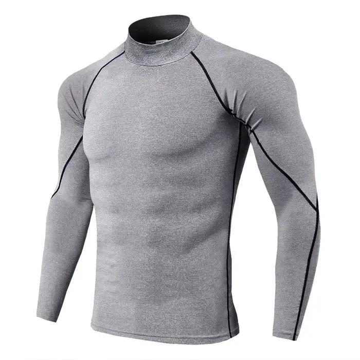 Hommes musculation Sport T-shirt séchage rapide chemise de course à manches longues haut de Compression