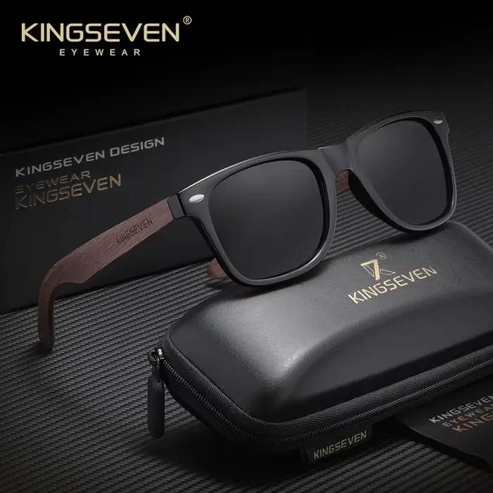 KINGSEVEN – lunettes de soleil en bois de noyer faites à la main, verres polarisés UV400, pour femme