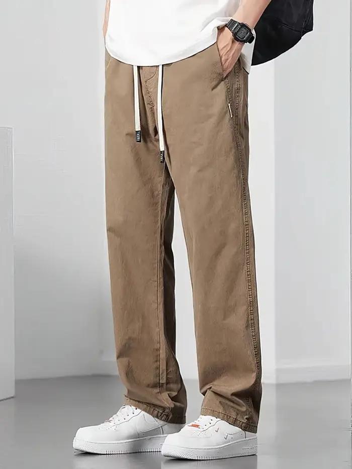 Pantalon Cargo droit décontracté pour hommes, jambe large, marron, Long, Cargo, travail d'affaires,