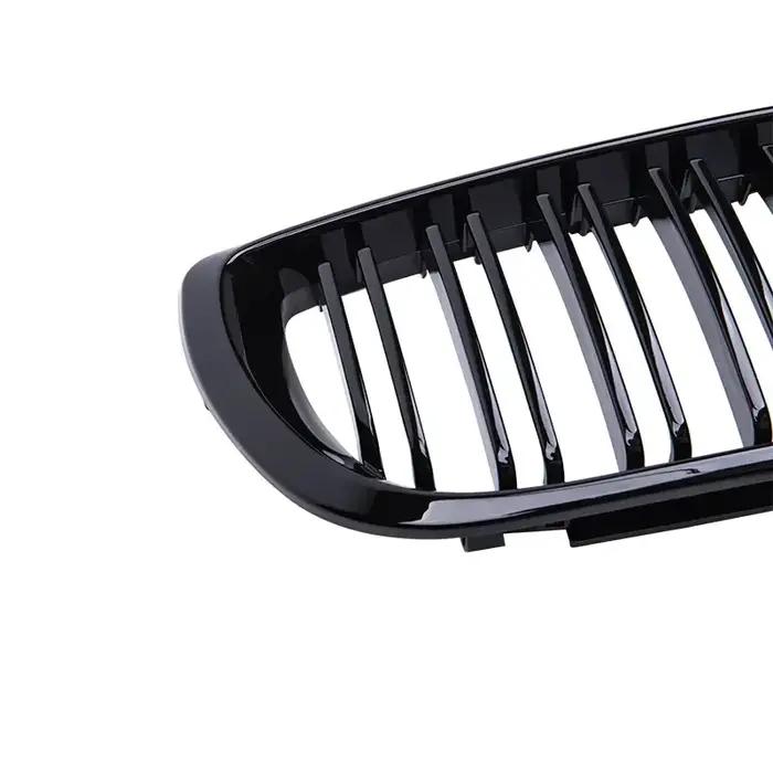 Grille de rein avant de voiture noire brillante, capot à double lamelle, grilles de course pour BMW