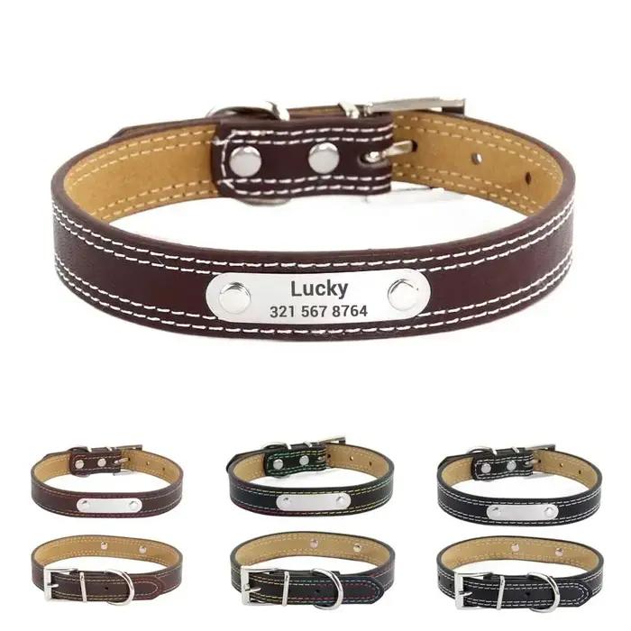 Collier personnalisé en cuir scintillant pour chiens de petite, moyenne et grande taille, parfait pour promenades et voyages
