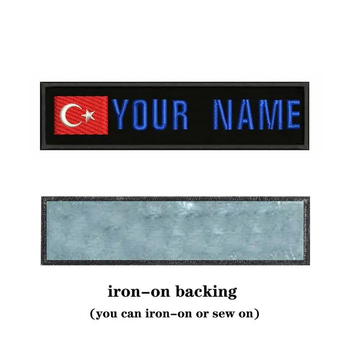 Drapeau turc turquie 10x2,5 cm, broderie avec nom personnalisé, texte, Patch à rayures, Badge à repa