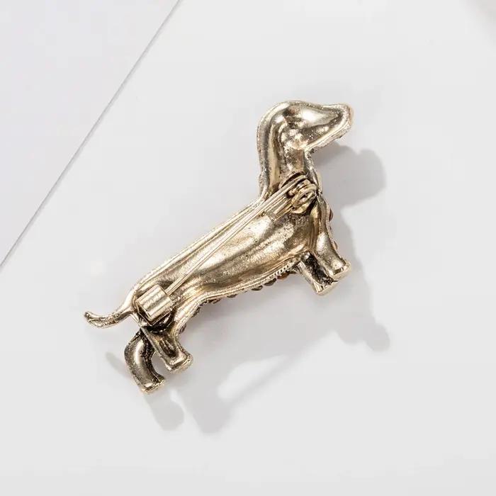 Broche chien en cristal de luxe pour hommes et femmes, exquise