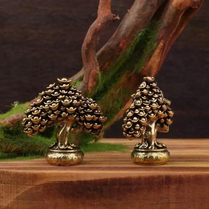Feng Shui Figurines arbre d'argent Statue en laiton