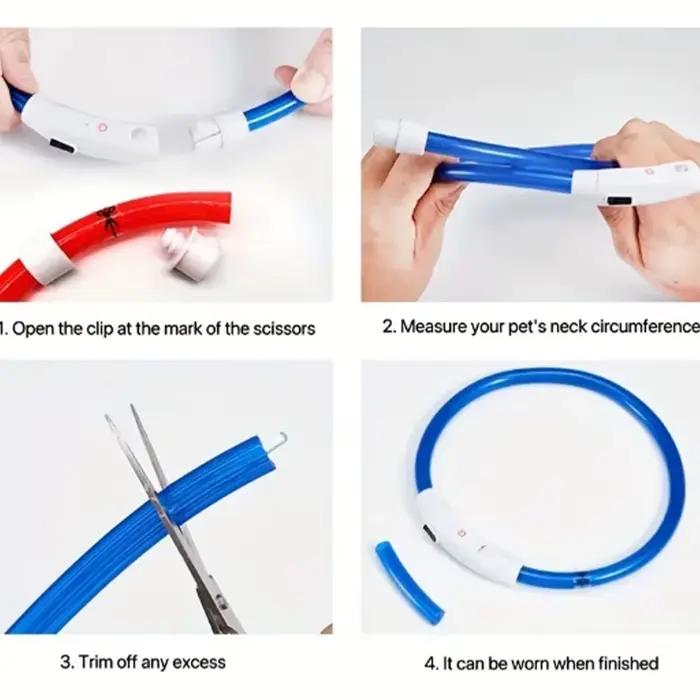 Collier lumineux LED pour chien et chat brillant anti-perte chargeur USB veilleuse pour animaux de compagnie sécurité promenades nocturnes
