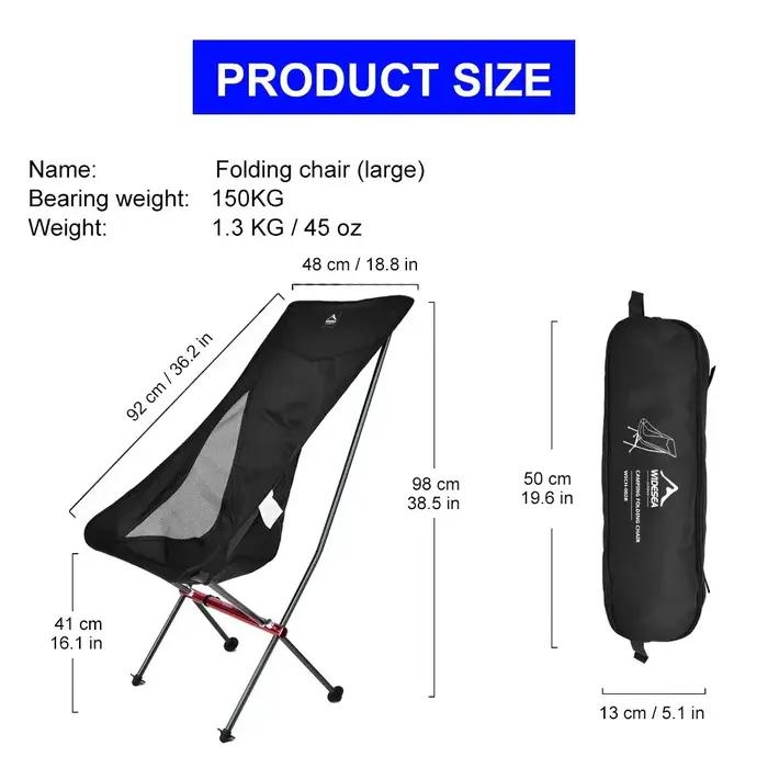 Chaise pliable Widesea en alliage d'aluminium confortable pour camping pêche plage détente usage extérieur ocassions spéciales