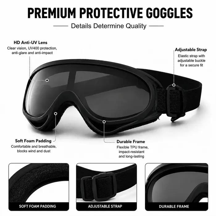 Lunettes de protection réglables noires pour chien