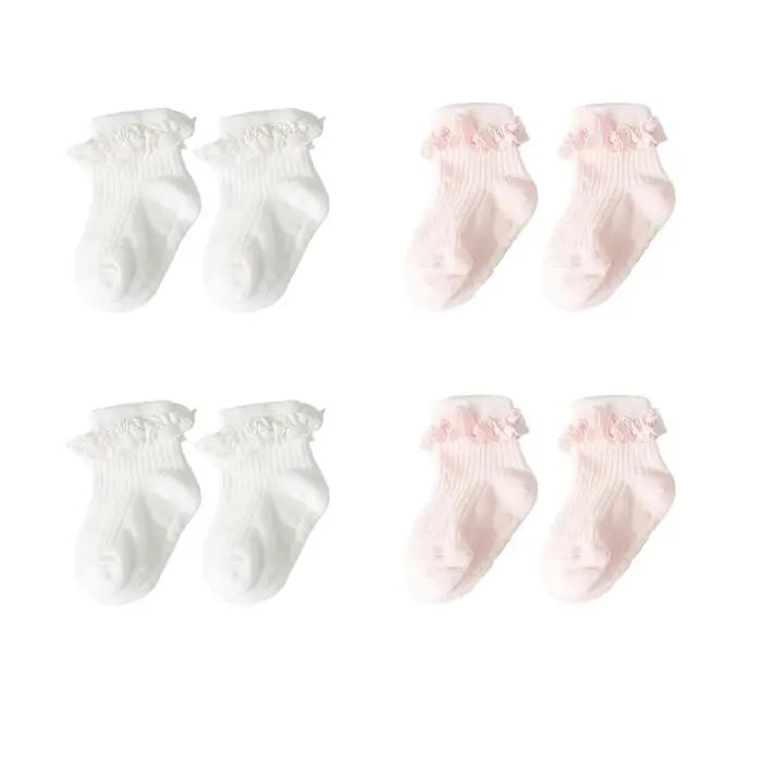 1/3/4/5 paires coton couleur Pure enfant en bas âge fille dentelle chaussettes infantile bébé filles