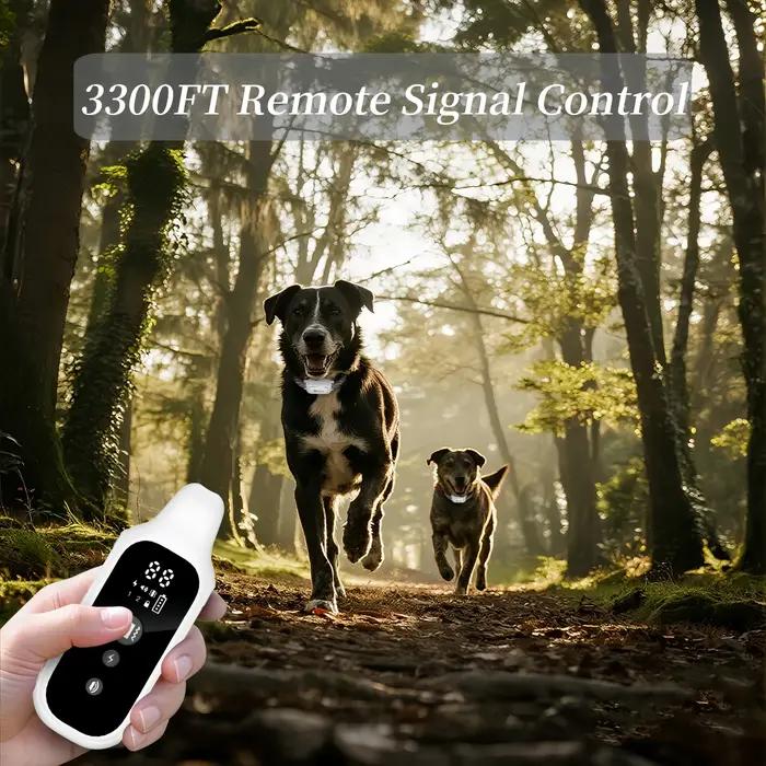 Collier de dressage électrique pour chien bip vibration auto-protection distance 3000ft-3300ft adaptable petits moyens grands chiens
