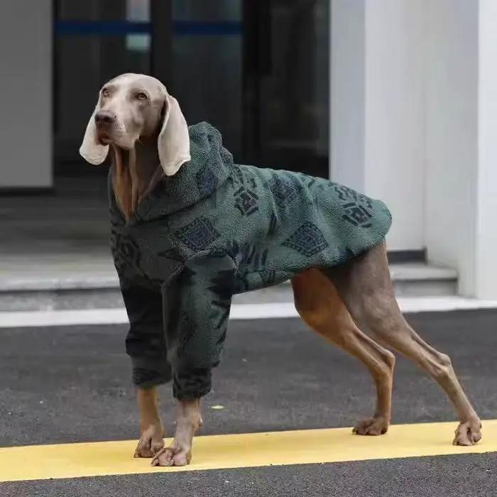 Manteau à capuche en polyestère pour chiens de taille moyenne et grande, vêtement thermique rétro pour automne et hiver, cadeau pour border collie, doberman, labrador, rottweiler