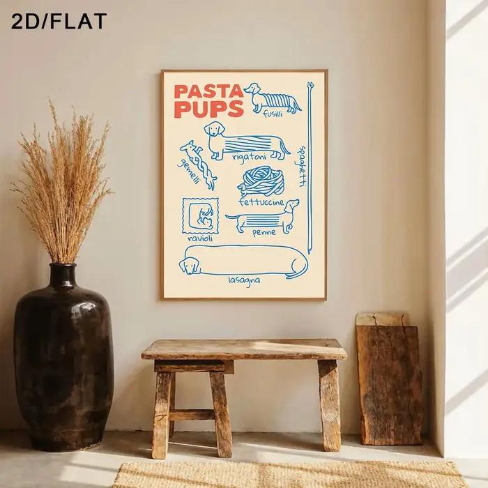 Affiche murale en forme de pâtes sur le thème italien pour chien
