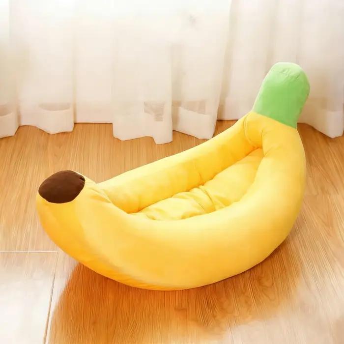 Nid pour animaux de compagnie en forme de banane, pour chien et chat, en peluche chaude, jouets en p