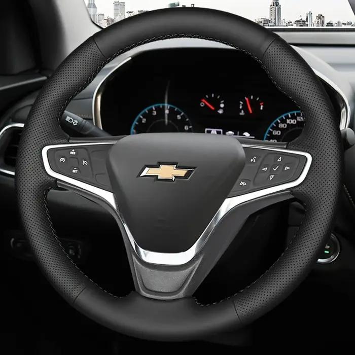 Housse de volant de voiture en cuir microfibre, personnalisée, antidérapante, respirante, pour Chevr