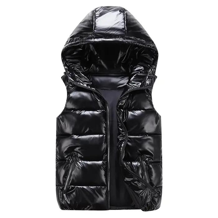 Gilet à capuche classique homme/femme/enfant hiver à capuche gilet en coton brillant gilet décontrac