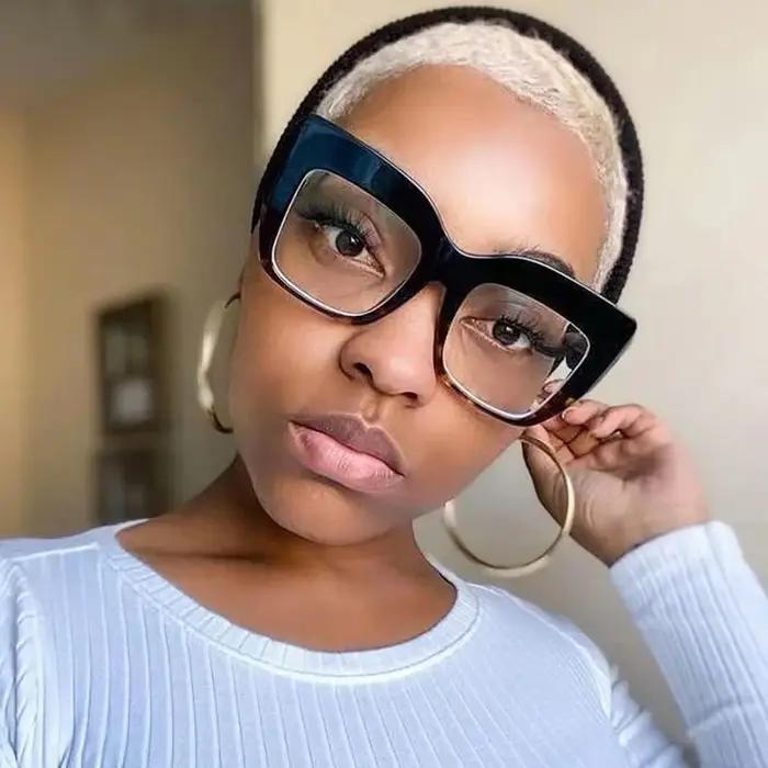 Lunettes de chasse femme surdimensionnées carrées anti-lumière bleue - Monture luxe française pour randonnée