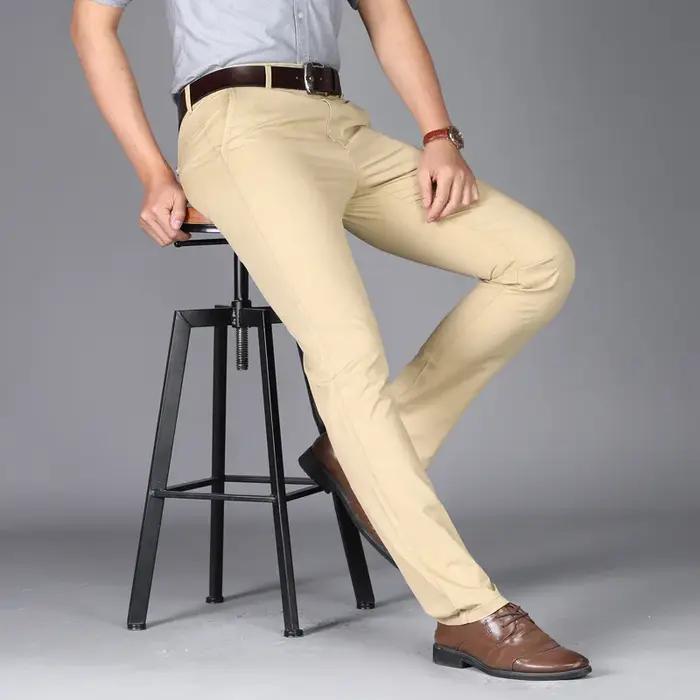 Nouveau pantalon décontracté d'été 2026 pour homme, coupe droite, poches triangulaires, fin et respi