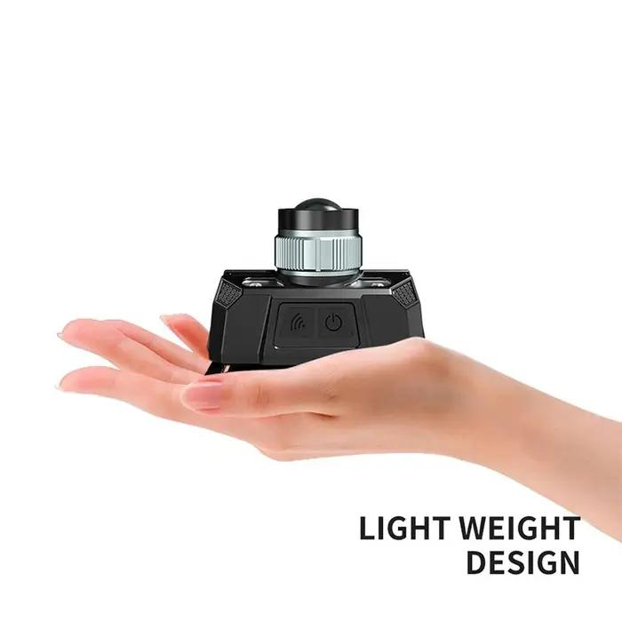 Lampe frontale WARSUN WD09, phare rouge, zoom, lampe torche, rechargeable par type-C, lanterne de pê