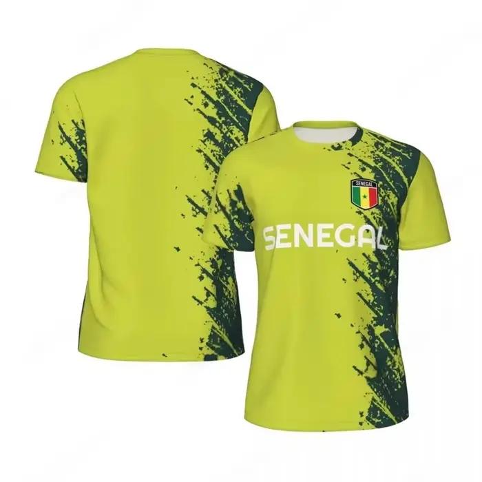 Maillot de football à manches courtes pour hommes, avec motif du drapeau du Sénégal, séchage rapide, respirant, léger, pour les passionnés adultes