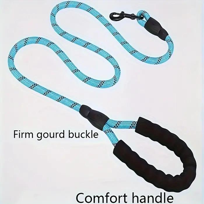 Laisse réfléchissante pour chien avec poignée rembourrée confortable double corde de traction robuste pour promenades nocturnes sécurité visibilité toutes saisons