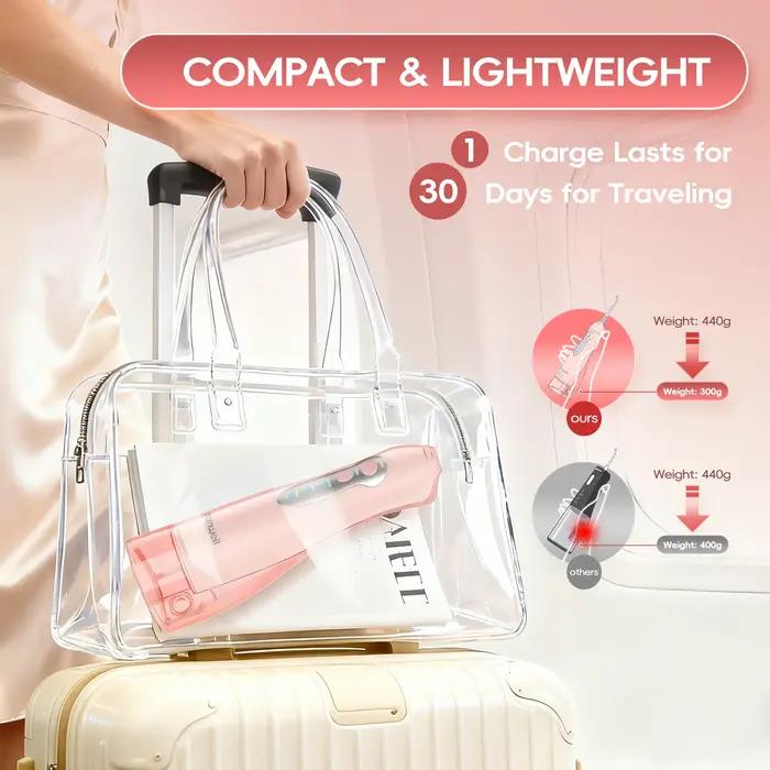 Mornwell Nouveau D52 Jet de Fil Dentaire à Eau Rechargeable Portable 300ML 4 Buses Irrigateur Buccal