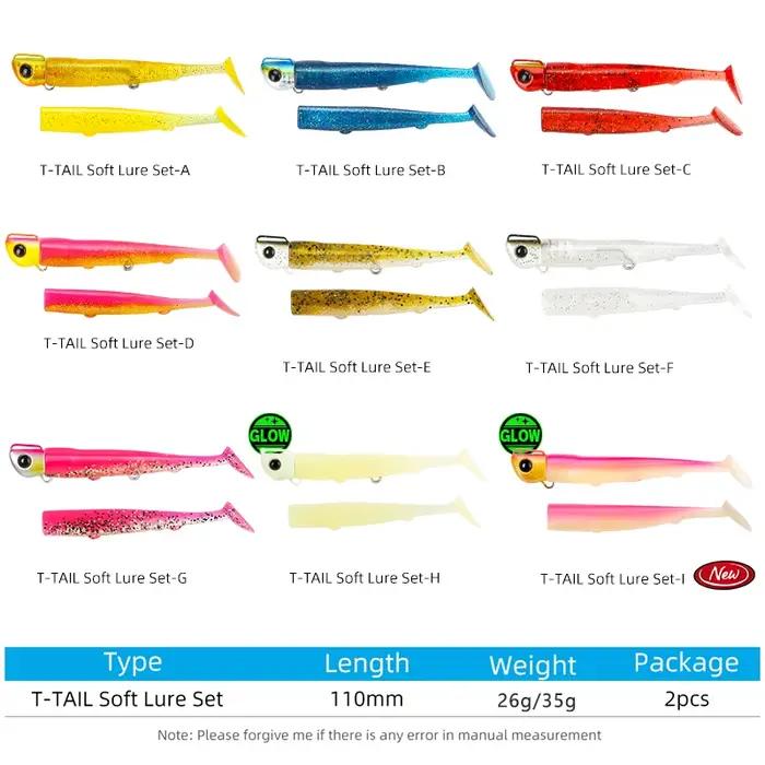 TSURINOYA tête de gabarit longue coulée T queue ensemble de leurre souple 110mm 35g 2 pièces leurre