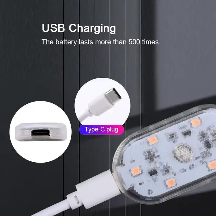 1 pièces Mini USB Type C charge LED veilleuse 6/8 SMD capteur tactile voiture atmosphère lampe placa