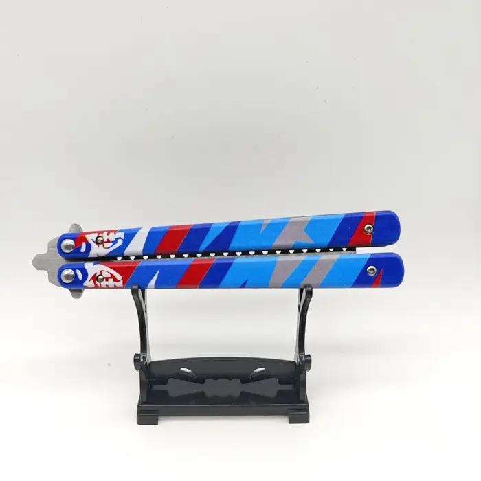 Jouet artisanal couteau Balisong Valorant 23cm modèle métal non tranchant pour formation et collection jeu occasionnels