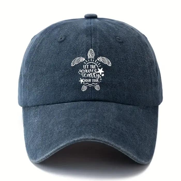 Casquette de baseball unisexe à imprimé tortue de mer, tendance et polyvalente, avec une visière inc