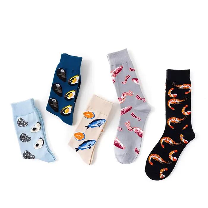 Chaussettes chasse originales motifs fruits de mer - Femme couple courtes coton premium