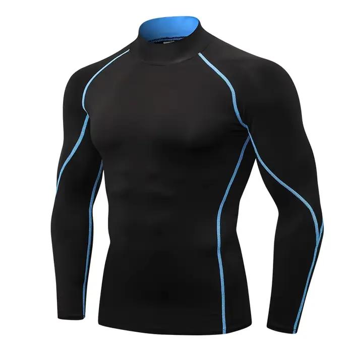 Chemises de Compression à manches longues et col haut pour hommes, collants de sport Cool et sec, Pr
