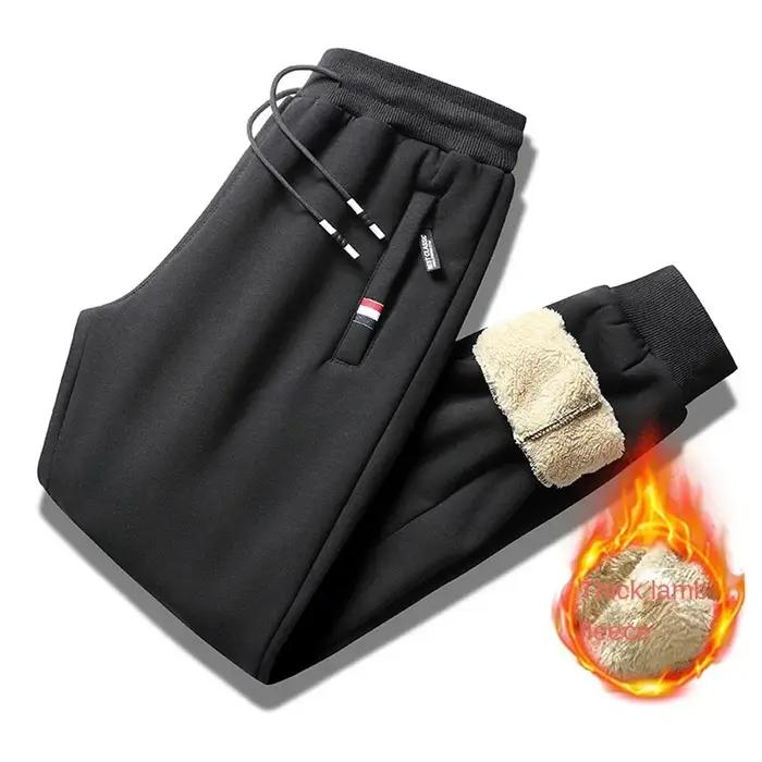 Pantalon jogging chasse hiver homme en laine mouton épais chaud confortable cordon ajustable