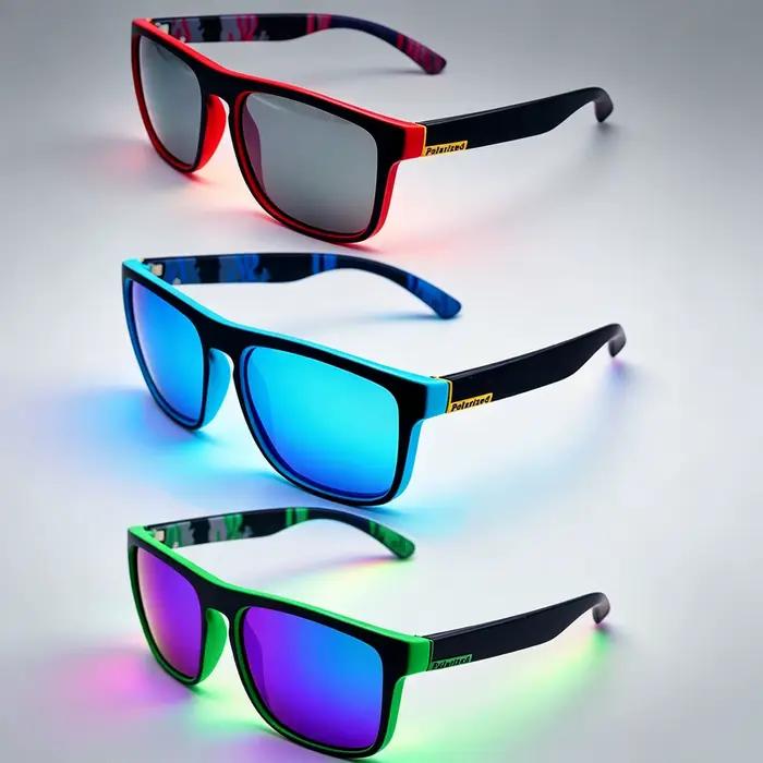 Lunettes de sport polarisées UV400 monture carrée métal personnalisables homme femme